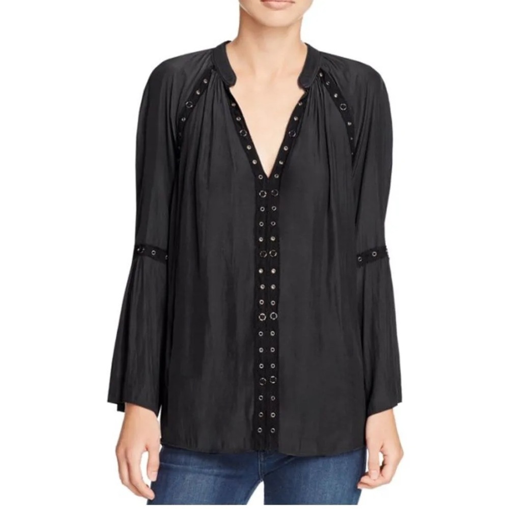 Ramy Brook Black Blouse with Eyelet Detailing